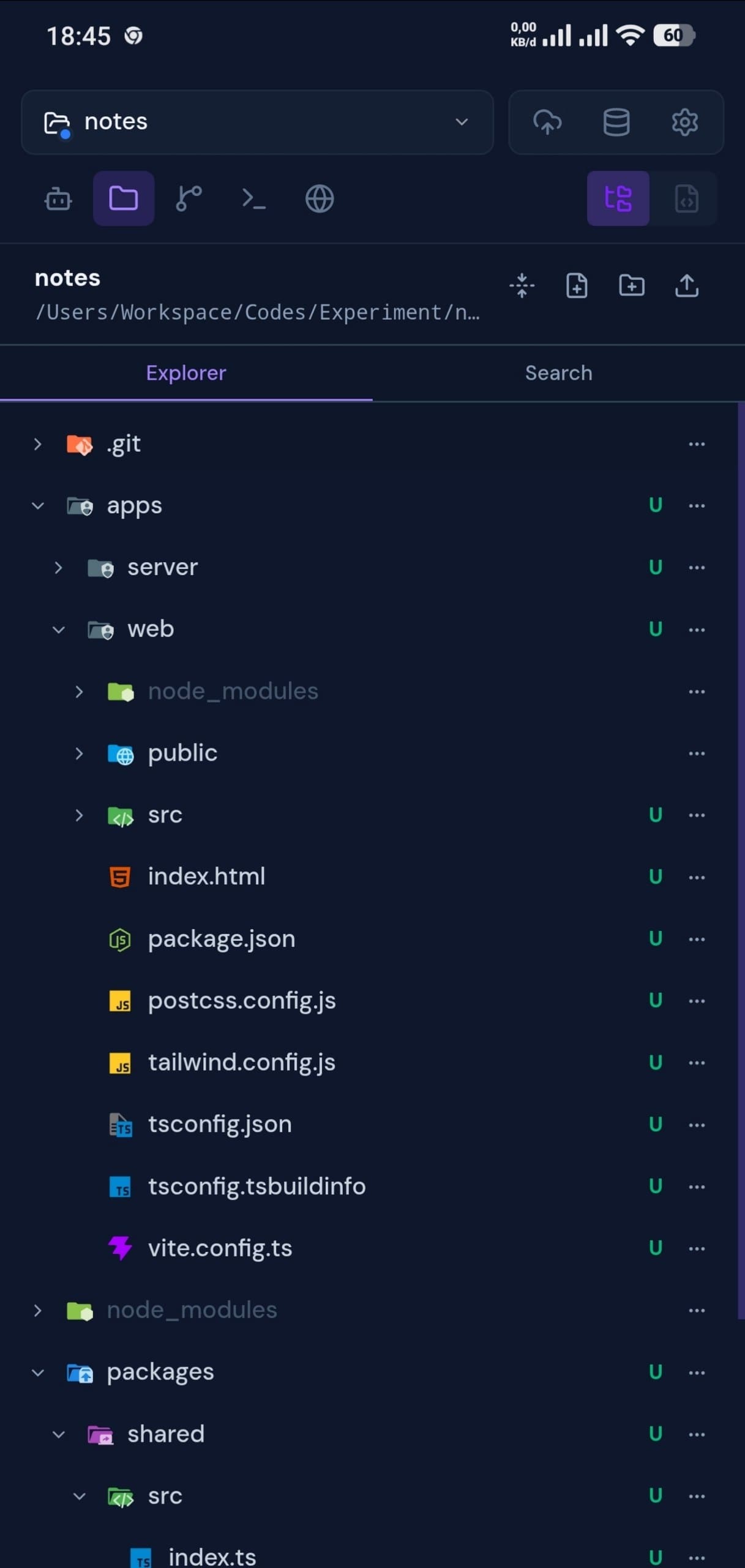 File Explorer on mobile