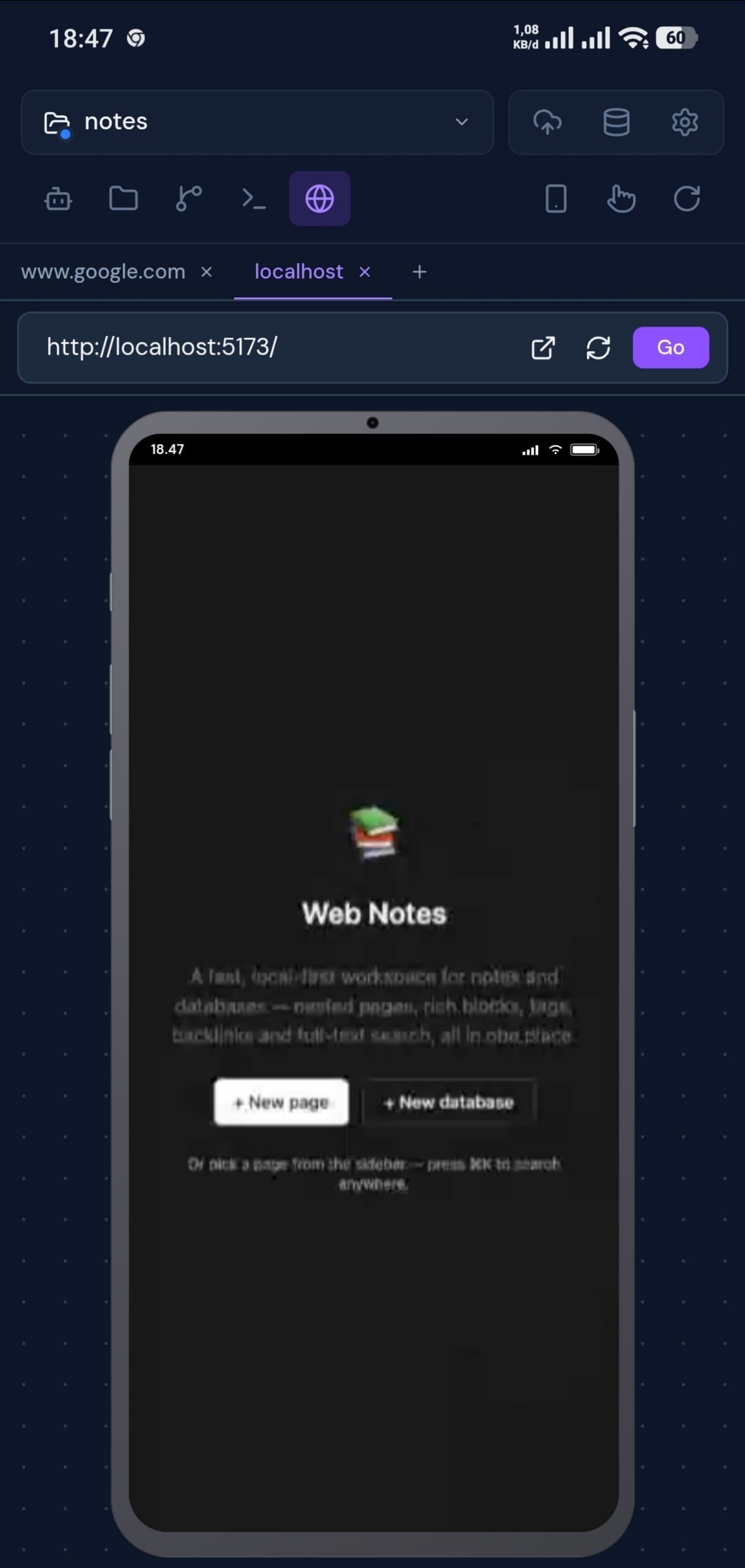 Browser Preview on mobile